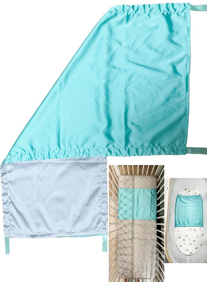 AKISS Satin Crib Sheet Pillow Cover Silk Bassinet Cradle Slip Reversible Use for Baby Girls Boys (Tiffany Blue & Light Grey) - Image 1