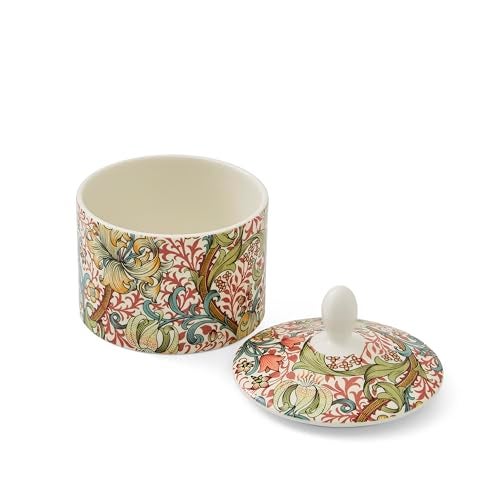 Spode Morris Co Sugar Bowl with Lid 10oz Porcelain Sugar Dish Featuring Golden Lily Floral Design Microwave Dishwasher Safe for Afternoon Tea Kitchen Storage Gift Giving Coffee Bar - Image 3