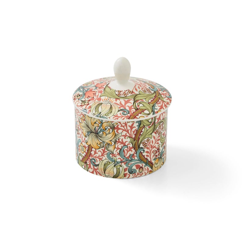 Spode Morris Co Sugar Bowl with Lid 10oz Porcelain Sugar Dish Featuring Golden Lily Floral Design Microwave Dishwasher Safe for Afternoon Tea Kitchen Storage Gift Giving Coffee Bar - Image 2