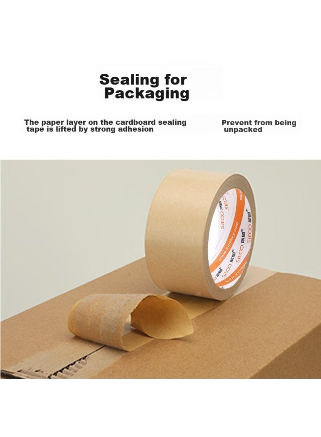SITOO Kraft Paper Tape, Eco-friendly Sealing Tape, 5 Rolls, 60mm*18m, Hand-tearable Wide Tape, For Express Packaging, Box Sealing, Packing, Concealment, Waterproof, Opaque, Silent Tape - Image 2
