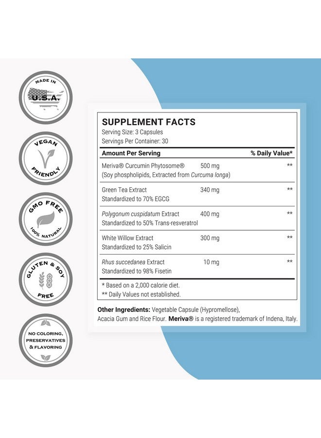 سوبرسمارت - رافالوجز الطبيعية (صيغة متقدمة) - مع EGCg، فيستين، ترانس-ريسفيراترول، ساليسين، كركمين فيتوسوم | خالي من الكائنات المعدلة وراثيًا وخالي من الغلوتين - 90 كبسولة نباتية - Image 3