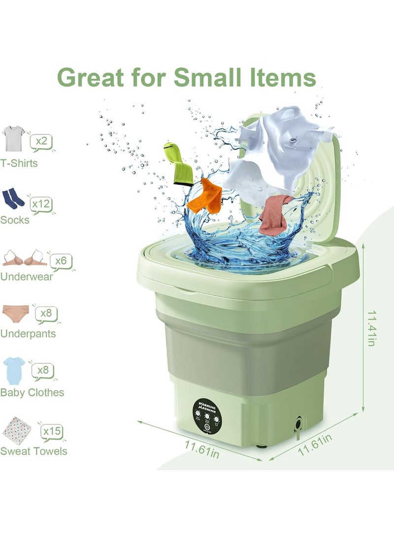 Eesyy Portable Washing Machine, 11L Capacity small washing machine and Dryer with 3 Modes Deep Cleaning, Upgraded Small Collapsible Laundry for Travel, Apartment, Home, Hotel and Camping，Green - Image 2
