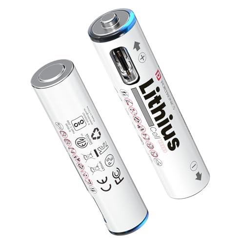 Portronics AAA Lithius Type C Rechargeable Batteries, Pack of 2, Lithium Ion Cell Composition, Upto 440mAh Capacity, Low Self Discharge, No Separate Charger Required (White) - Image 1