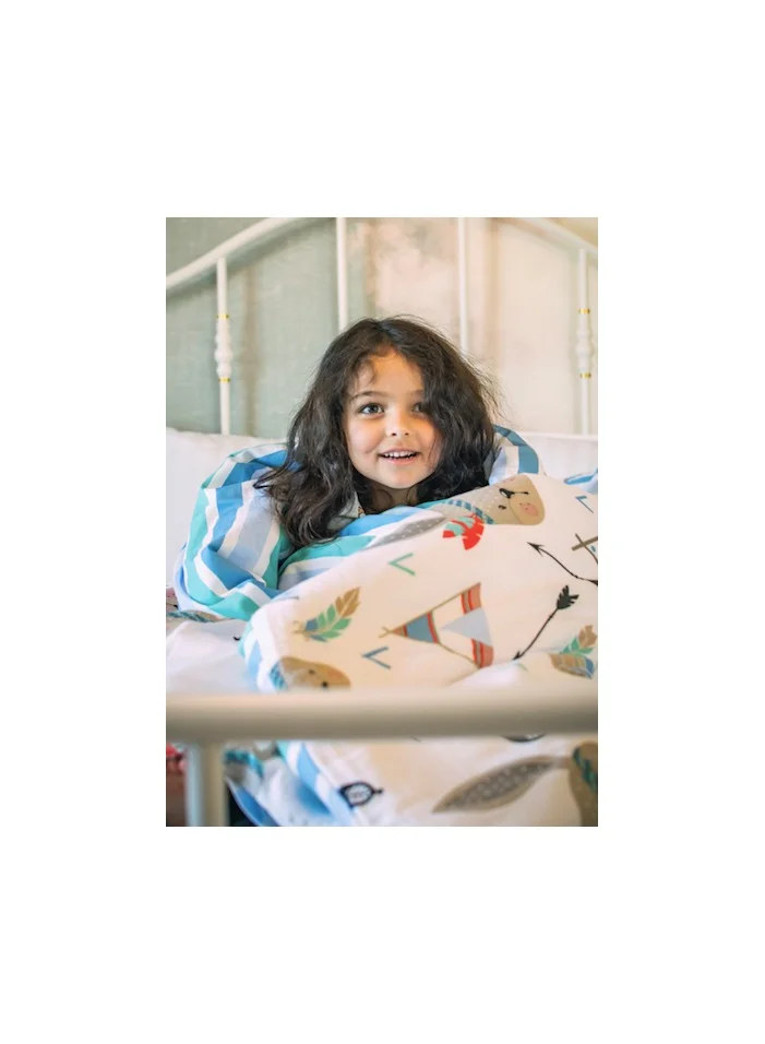 إيلي جونيور Elli Junior - طقم غطاء لحاف مزدوج الجوانب عضوي 100% / مخطط (سرير بالحجم الكامل)