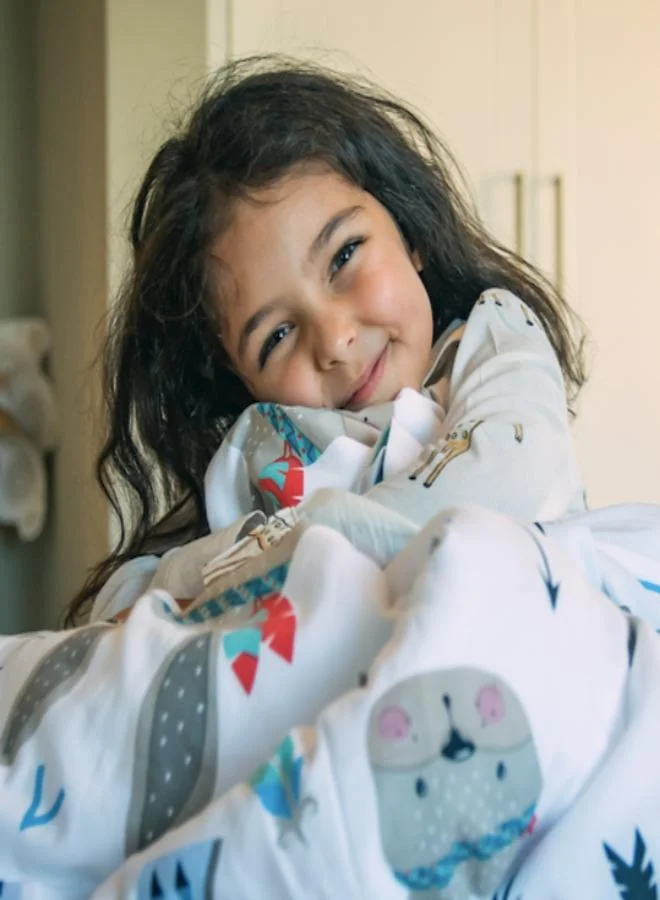 إيلي جونيور Elli Junior - طقم غطاء لحاف مزدوج الجوانب عضوي 100% / مخطط (سرير بالحجم الكامل)