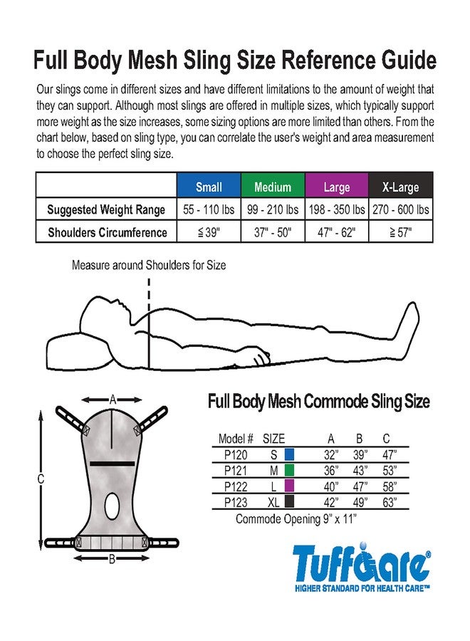 Tuffcare Full Body Shower/Bath Commode Sling Compatible with Hoyer, Invacare, McKesson, Drive, Lumex, Medline, Joerns and Other Patient Lifts, Oversize Fit Mesh Polyester Slings (Medium) - Image 5