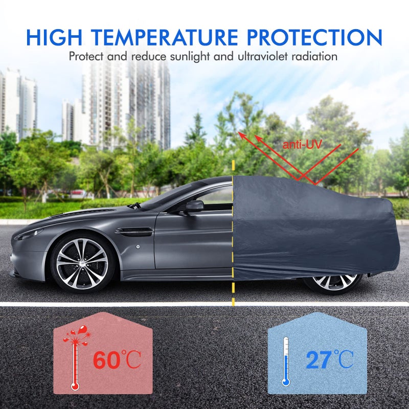 DINGHAO Car Cover Waterproof All Weather for Automobiles, 6 Layers Outdoor Full Exterior Cover Rain Sun UV Snowproof Protection with Zipper Cotton, Mirror Pocket for Sedan (190-195 inch) - Image 4