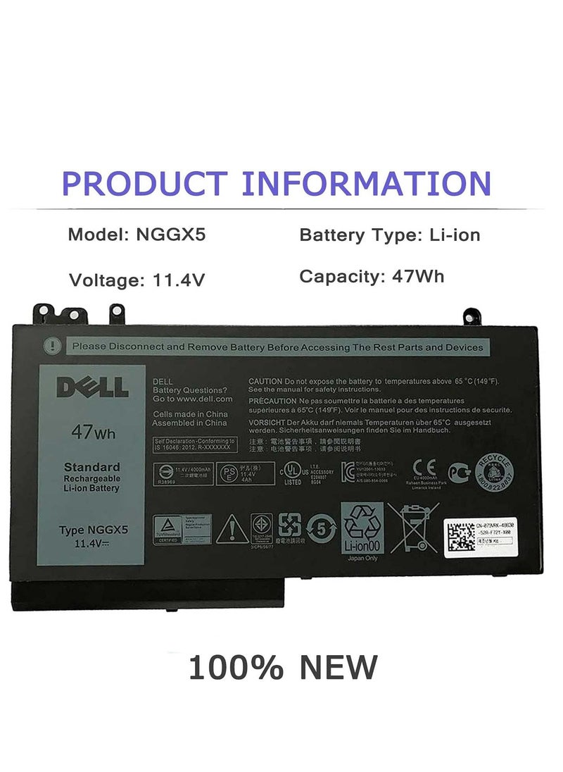 Generic Dell Laptop Battery NGGX5 Compatible with Dell Latitude E5270 Dell Latitude E5470 Dell Latitude E5570 Dell Precision M3510 Notebook Series JY8D6 954DF 0JY8D6 451-BBUN 451-BBUJ RDRH9 11.4V 47Wh 3 Cells  - Image 2