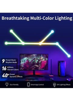 Alruht 6 Wi-Fi RGB Smart Light Lines, Music Sync Home Wall Creative Decor Light Bars with 16M+ Colors & 40+ Scene Modes, Work Dual mode Symphony Wall Light for Gaming Room, Living Room, Bedroom(White)  - Image 3