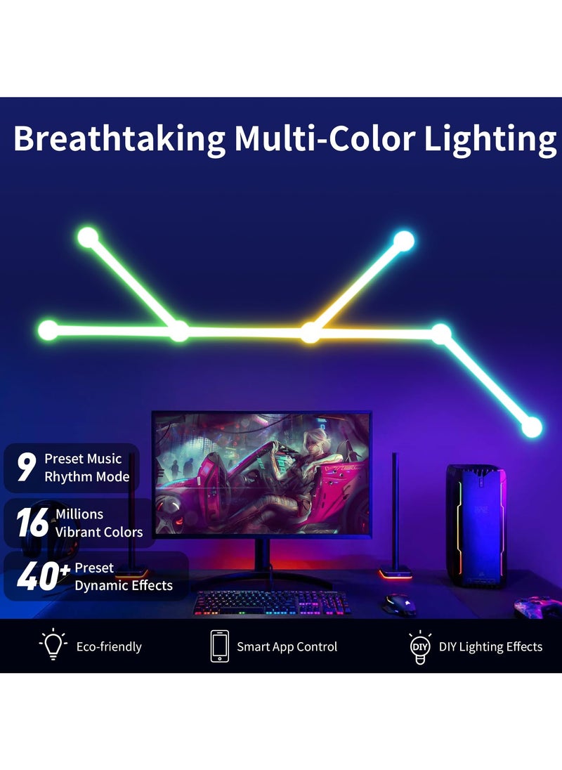 الروهيت 6 خطوط إضاءة ذكية بتقنية Wi-Fi RGB، أشرطة إضاءة ديكورية إبداعية للحائط المنزلي مع أكثر من 16 مليون لون وأكثر من 40 وضعًا للمشهد، إضاءة حائط سيمفونية مزدوجة الوضع لغرفة الألعاب وغرفة المعيشة وغرفة النوم (أبيض)  - Image 3