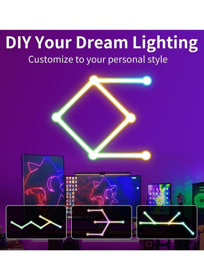 الروهيت 6 خطوط إضاءة ذكية بتقنية Wi-Fi RGB، أشرطة إضاءة ديكورية إبداعية للحائط المنزلي مع أكثر من 16 مليون لون وأكثر من 40 وضعًا للمشهد، إضاءة حائط سيمفونية مزدوجة الوضع لغرفة الألعاب وغرفة المعيشة وغرفة النوم (أبيض)  - Image 5