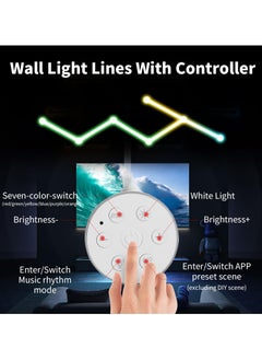 Alruht 6 Wi-Fi RGB Smart Light Lines, Music Sync Home Wall Creative Decor Light Bars with 16M+ Colors & 40+ Scene Modes, Work Dual mode Symphony Wall Light for Gaming Room, Living Room, Bedroom(White)  - Image 2