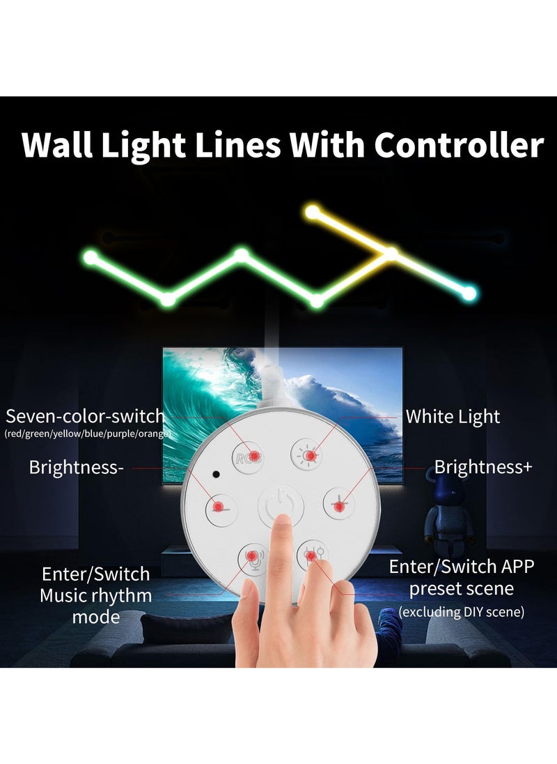 الروهيت 6 خطوط إضاءة ذكية بتقنية Wi-Fi RGB، أشرطة إضاءة ديكورية إبداعية للحائط المنزلي مع أكثر من 16 مليون لون وأكثر من 40 وضعًا للمشهد، إضاءة حائط سيمفونية مزدوجة الوضع لغرفة الألعاب وغرفة المعيشة وغرفة النوم (أبيض)  - Image 2
