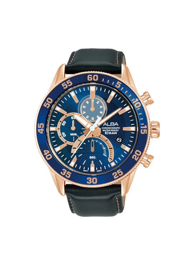 Alba Leather Chronograph Wrist Watch AM3898X1 