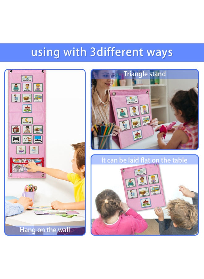 Kids Visual Schedule Calendar Daily Routine Planner Children's Intelligence Development Fabric Toy No Cartoon Characters-Color:wave Point - Image 5