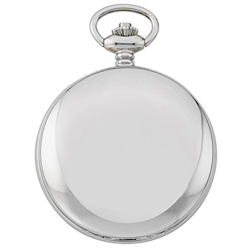 Gotham Men's Classic Silver-Tone Polished Case Double Hunter 17 Jewel Mechanical Pocket Watch # GWC18810S - Image 3