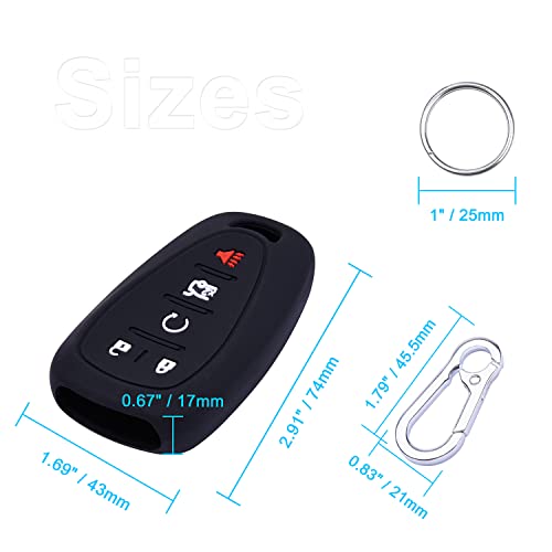 Wisdompro 2 Pcs Silicone Key FOB Cover for Chevy Equinox Malibu Cruze Traverse Trax Blazer Camaro Trailblazer Sonic Volt Spark, Smart Remote Control Protector Case with Keychain, Black - Image 4