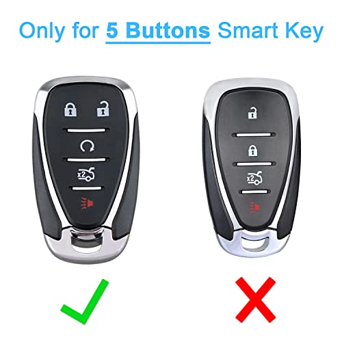 Wisdompro 2 Pcs Silicone Key FOB Cover for Chevy Equinox Malibu Cruze Traverse Trax Blazer Camaro Trailblazer Sonic Volt Spark, Smart Remote Control Protector Case with Keychain, Black - Image 2
