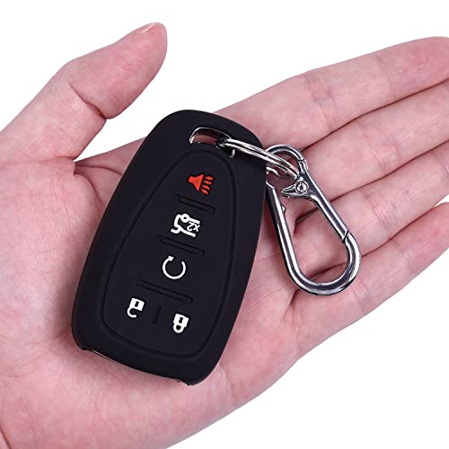 Wisdompro 2 Pcs Silicone Key FOB Cover for Chevy Equinox Malibu Cruze Traverse Trax Blazer Camaro Trailblazer Sonic Volt Spark, Smart Remote Control Protector Case with Keychain, Black - Image 3