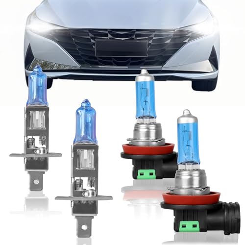 XRDHJI Fit for Elantra 2011-2013 High Performance Halogen Headlight Bulbs,H1 High Beam + H11 Low Beam Headlamp Replacement Bulbs Kit, Plug and Play,Pack of 4 - Image 1