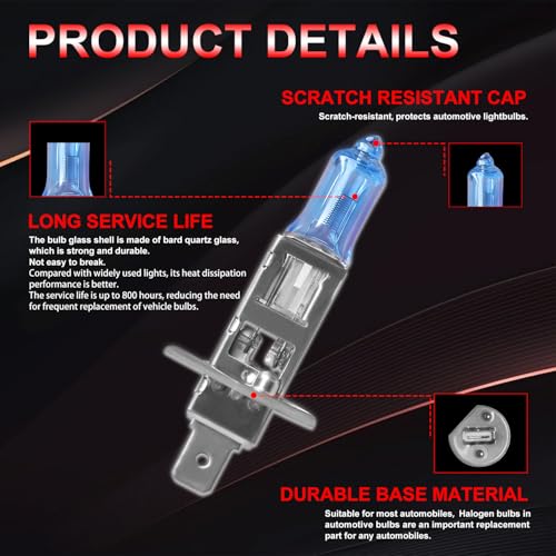 XRDHJI Fit for Elantra 2011-2013 High Performance Halogen Headlight Bulbs,H1 High Beam + H11 Low Beam Headlamp Replacement Bulbs Kit, Plug and Play,Pack of 4 - Image 4