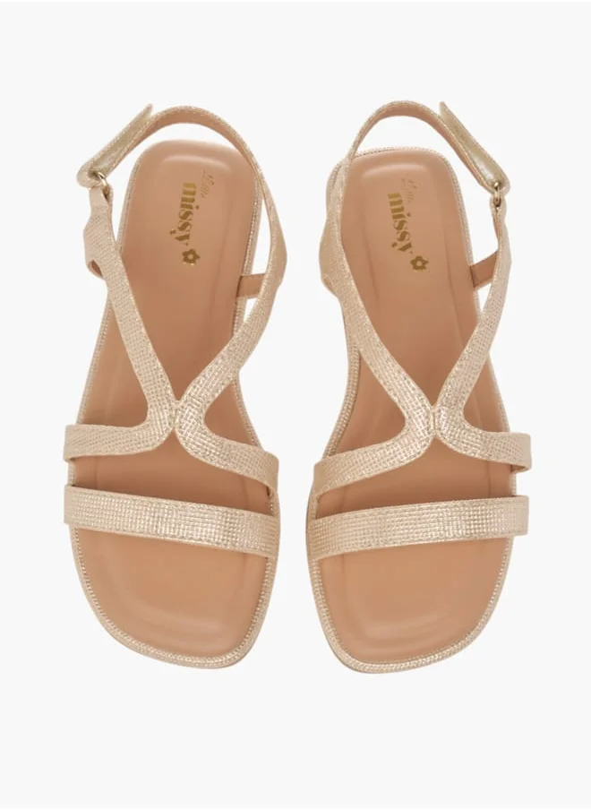 ميسي الصغيرة Girls Strappy Sandals With Hook And Loop Closure