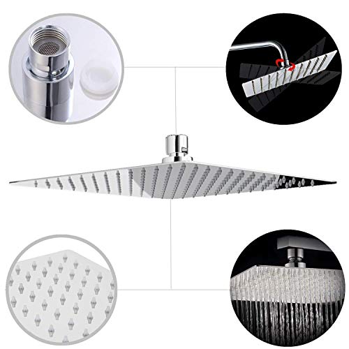 Mawson Slim 8X8 Inch Shower With 12 inch Arm Stainless Steel Rain Shower (Combo Set) - Image 4