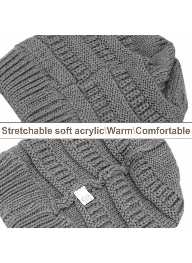 KRATARC Winter Warm Knit Ponytail Hat Beanie Tail Cap for Runner Women Youth Girl (Black & Grey) - Image 5