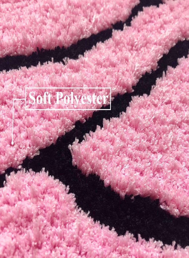 LEVINIS Pink Rose Bath Mat for Bathroom Non Slip Absorbent Washable Bathroom Rugs Shaggy Soft Modern Accent Small Rose Area Rugs for Girls Bedroom, Kids Room, Dorm Room, Nursery, 25.6''x23.6'' - Image 4