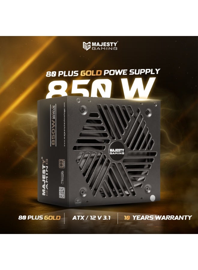 ماجيستي مزود طاقة من ماجيستي باور سبلاي 850 واط ذهبي يدعم RTX 50 معياري بالكامل منخفض الضوضاء - متوافق مع ATX 3.1 وPCIe 5.1 - مكثفات يابانية 105 درجة - كفاءة 80+GOLD - دعم وضع الاستعداد- ضمان 10 سنوات - Image 2