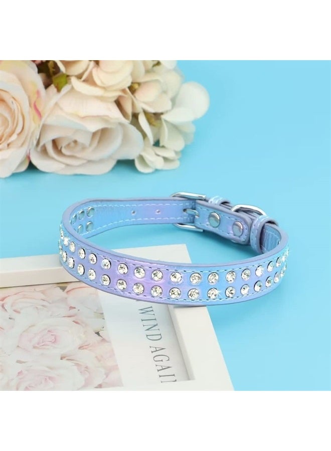 BEIRUI Bling Rhinestone Dog Collar with Studded Diamonds for Small Medium Dogs Cats,Cute Bedazzled PU Leather Dog Collar with Sparkling Crystals for Girl Boy Puppies,Blue,S - Image 2