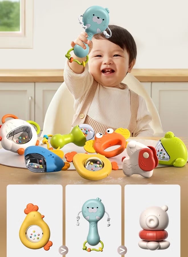 12-piece baby rattle toy set, baby teething toy, baby teething toy set with storage box, suitable for babies 0-24 months, early education toy set. - Image 5