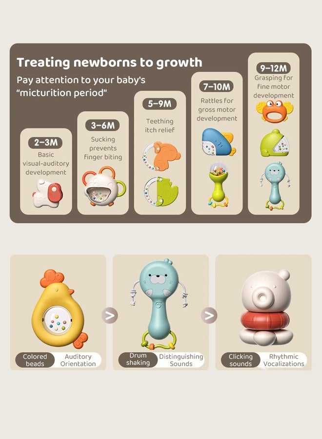 12-piece baby rattle toy set, baby teething toy, baby teething toy set with storage box, suitable for babies 0-24 months, early education toy set. - Image 4