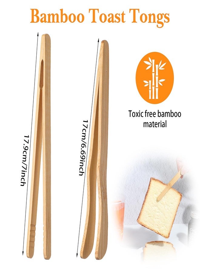 Elegaperma 8 Pcs Wood Tongs for Toaster 7 Inch Bamboo Toast Tongs, with Serrated Tips for a Secure Grip On Toast, Pastries, Tea, Reusable for Cooking & Serving (Curved + Straight) - Image 3