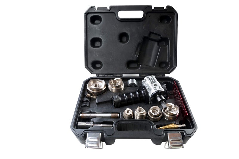 Southwire MPXD Max Punch Knockout Tool Used With Cordless Drill Virtually Universal Heavy Duty Cutting Quick Accurate Knockouts ThreadInThreadOut Removable Drawstuds Torque Rated Black MPXDSD