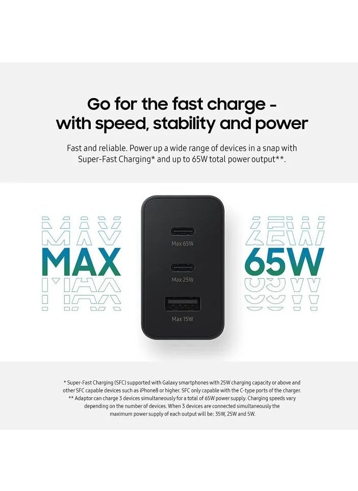 ELTRAZONE Samsung 65W 3-Port Fast Charger PD USB-C Power Adapter for Samsung Galaxy S24 S23, S22, S21, S20, Note 20 Ultra, S10, S9 Plus - Image 5