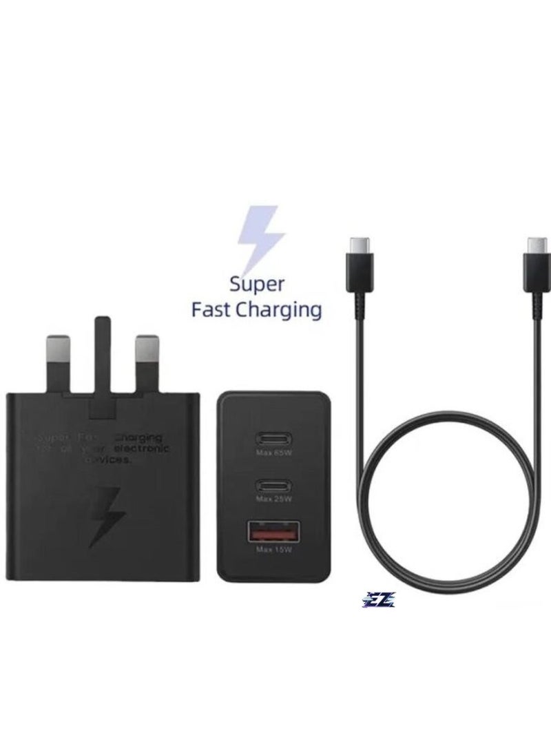 ELTRAZONE Samsung 65W 3-Port Fast Charger PD USB-C Power Adapter for Samsung Galaxy S24 S23, S22, S21, S20, Note 20 Ultra, S10, S9 Plus - Image 4