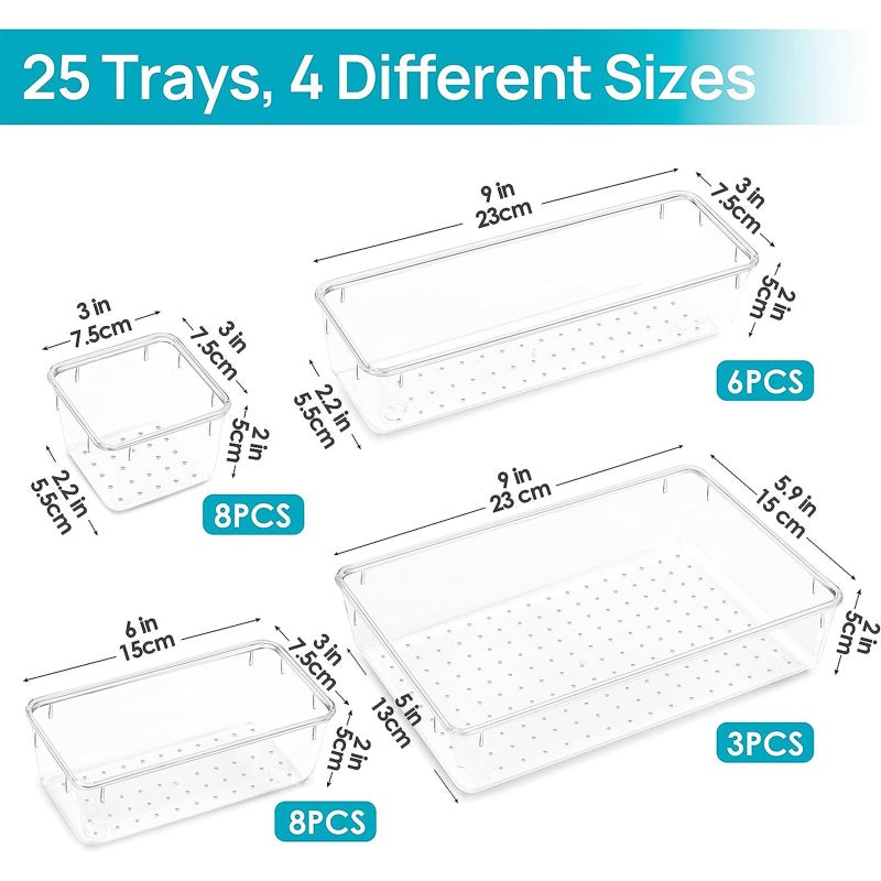 Transparent Storage Drawer: 25pcs Black High-quality Plastic - Smooth-sliding Dust-proof Design Organizer for Vanity Nail Polish Art Jewelry Cosmetic Decorations - Image 3