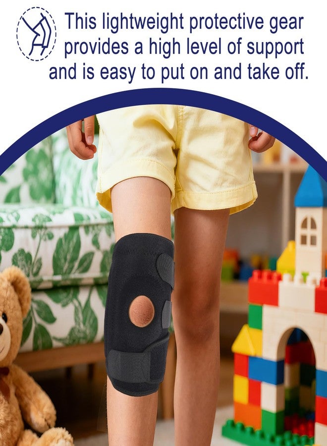 Fukaisu Kids Knee Brace, Adjustable Straps Patella Stabilizer Youth Child Knee Brace Support Wrap with Non-Slip Silicone Breathable Knees Compression Sleeve for Teen Sports Daily Activities (Black) - Image 5
