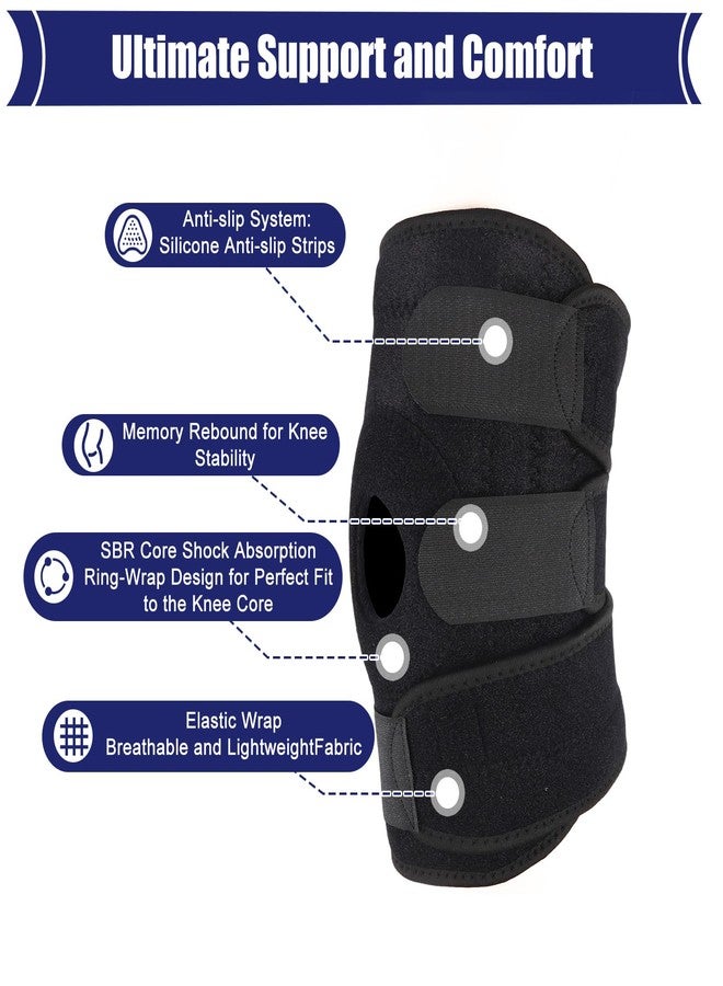 Fukaisu Kids Knee Brace, Adjustable Straps Patella Stabilizer Youth Child Knee Brace Support Wrap with Non-Slip Silicone Breathable Knees Compression Sleeve for Teen Sports Daily Activities (Black) - Image 2