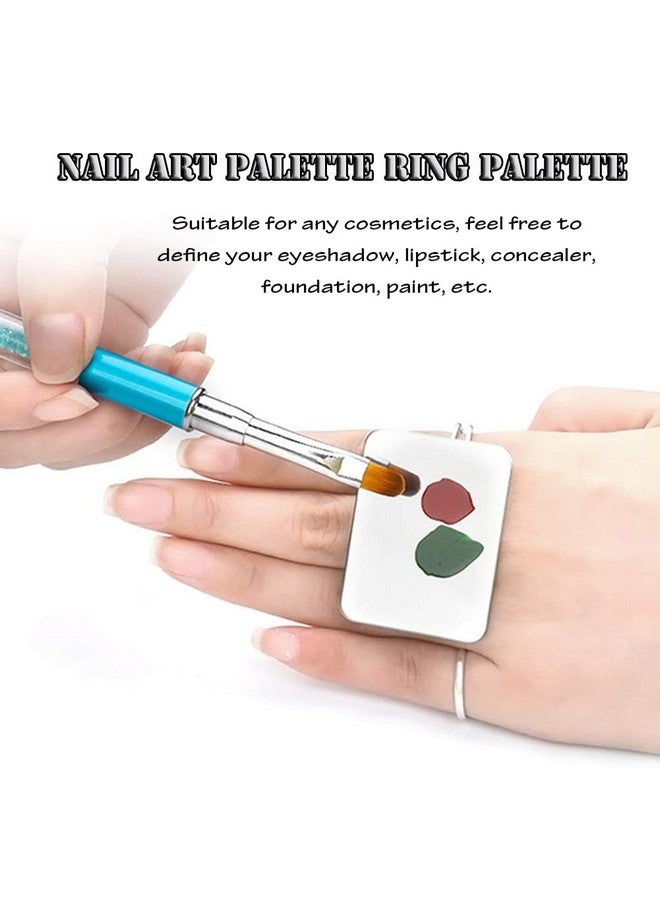 AKOAK 2 Pcs Stainless Steel Square Palette Mini Ring Makeup Palette Nail Blur Painting Tools Diy Nail Art Can Be Used For Eye Shadow Eyelash Pigment Mix - Image 4