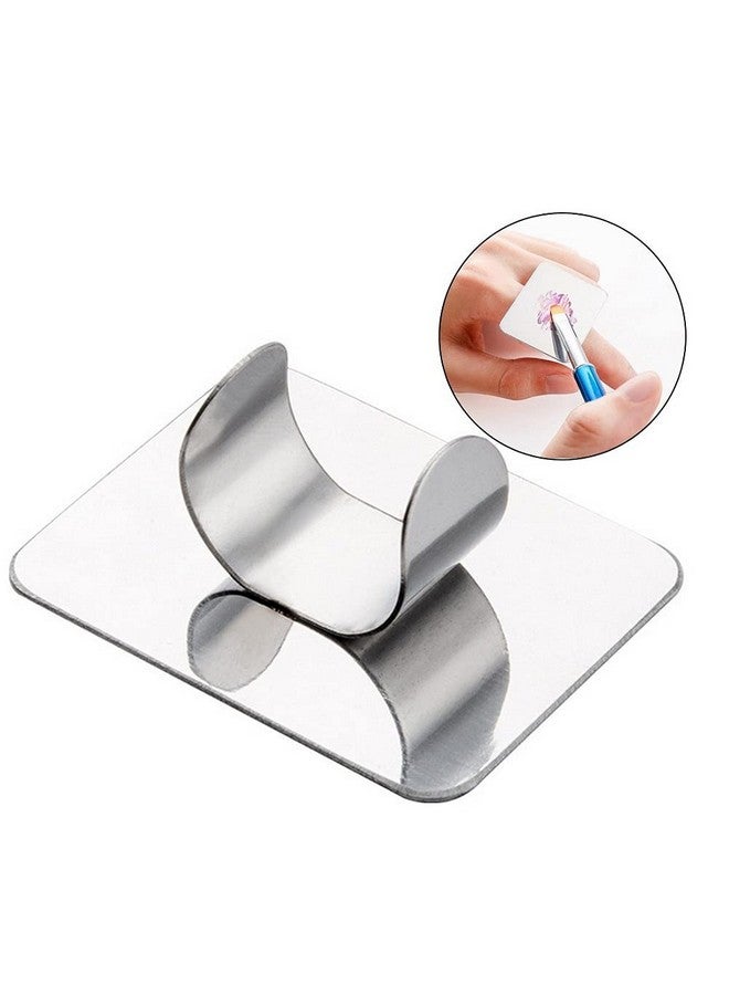 AKOAK 2 Pcs Stainless Steel Square Palette Mini Ring Makeup Palette Nail Blur Painting Tools Diy Nail Art Can Be Used For Eye Shadow Eyelash Pigment Mix - Image 5