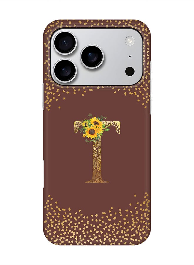 Stylizedd For iPhone 17 Pro,Case, [Compatible with MagSafe] Magnetic cover Slim fit Protection Matte, - Custom Floral Monogram - T  (Brown )