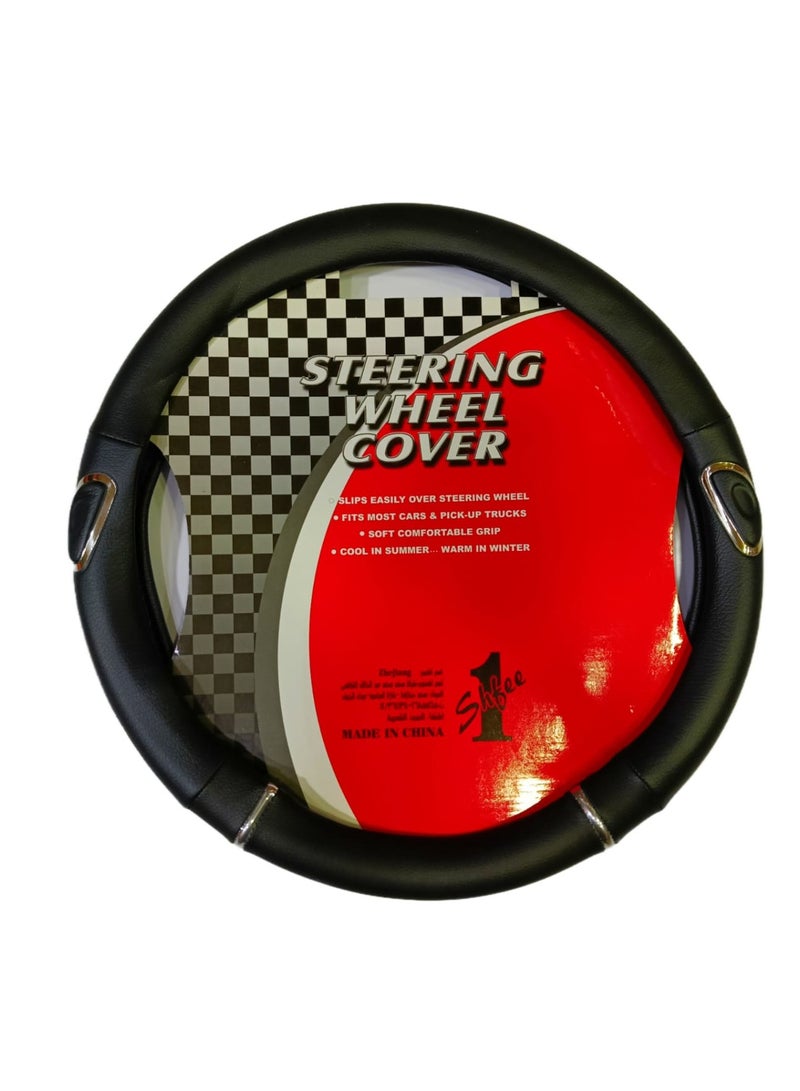 steering wheel cover black with nickel - Image 3
