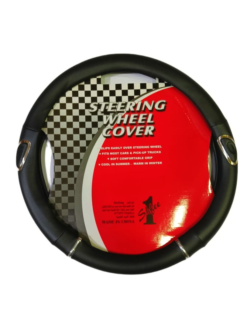 steering wheel cover black with nickel - Image 1