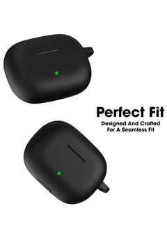 Generic Silicone Case Compatible with Realme Buds T300 TWS Earbuds, Soft Silicone Protective Case Cover, Shockproof Sleeve with Carabiner For Realme Buds T300 TWS (Black)  - Image 3