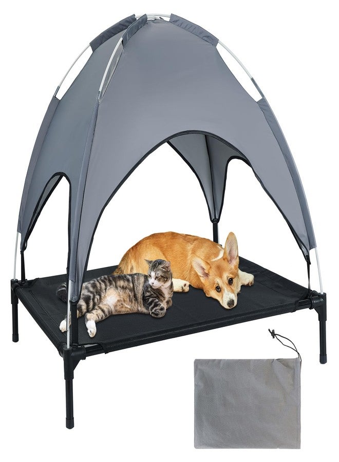 MYFULLY Elevated Dog Bed with Removable Sun Shade Canopy Portable Outdoor Pet Cot for Small and Medium Breeds, Waterproof Elevated Dog Bed for Camping, Backyard or Indoor Use - Image 1