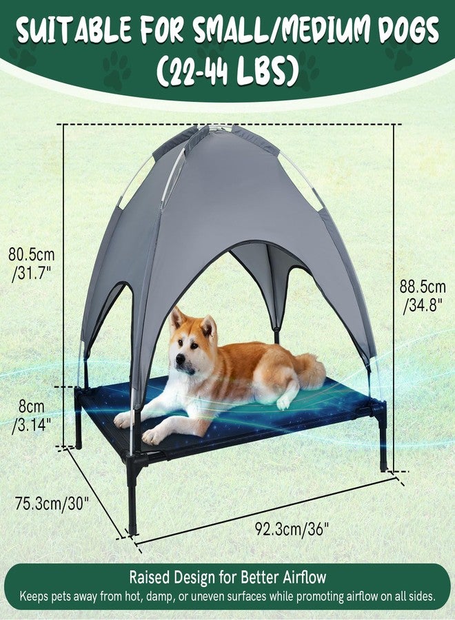 MYFULLY Elevated Dog Bed with Removable Sun Shade Canopy Portable Outdoor Pet Cot for Small and Medium Breeds, Waterproof Elevated Dog Bed for Camping, Backyard or Indoor Use - Image 2