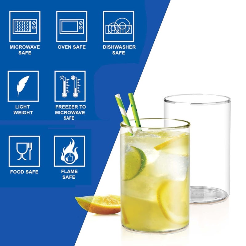 Treo by Milton Vector Borosilicate Glass Tumbler, Set of 6, 300 ml Each, Transparent, Ideal for Water, Juice, Cocktails, Mocktails - Image 2