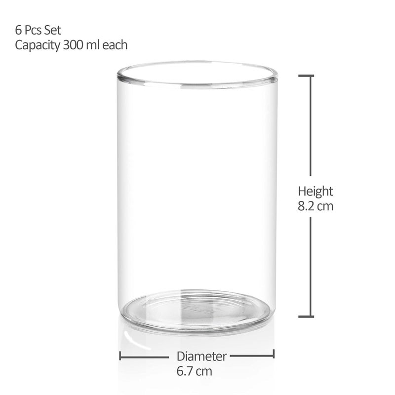 Treo by Milton Vector Borosilicate Glass Tumbler, Set of 6, 300 ml Each, Transparent, Ideal for Water, Juice, Cocktails, Mocktails - Image 4